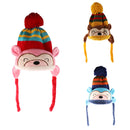 Baby Toddler Soft Comfortable Stretchable Monkey Design Beanie Warm Winter Earflap Ball Hat Cap Yellow