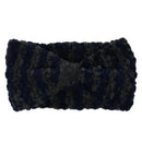 Women's Yoga Sportswear Knitted Ear Warmer Bow Crochet Winter Headwear Headwrap Hair Band Accessory Headband Grey Blue