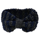 Women's Yoga Sportswear Knitted Ear Warmer Bow Crochet Winter Headwear Headwrap Hair Band Accessory Headband Grey Blue