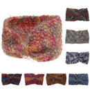 Women's Yoga Sportswear Knitted Ear Warmer Bow Crochet Winter Headwear Headwrap Hair Band Headband Dark Grey
