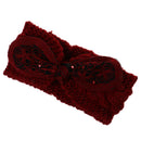 Women Girls Knitted Yoga Headband Headwrap Skii Hat Earmuffs Hair Accessory Red
