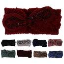 Women Girls Knitted Yoga Headband Headwrap Skii Hat Earmuffs Hair Accessory Cyan