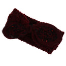 Women Girls Knitted Yoga Headband Headwrap Skii Hat Earmuffs Hair Accessory Burgundy