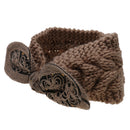 Women Girls Knitted Yoga Headband Headwrap Skii Hat Earmuffs Hair Accessory Cameo Brown