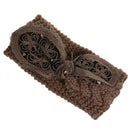 Women Girls Knitted Yoga Headband Headwrap Skii Hat Earmuffs Hair Accessory Cameo Brown