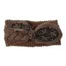 Women Girls Knitted Yoga Headband Headwrap Skii Hat Earmuffs Hair Accessory Cameo Brown