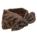 Women Girls Knitted Yoga Headband Headwrap Skii Hat Earmuffs Hair Accessory Cameo Brown
