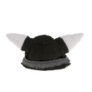 Kid Cosplay Costume Beanie Viking Crochet Horn Hat Winter Knitted Wig Caps Long Light Gray Wind Mask Beard