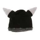 Kid Cosplay Costume Beanie Viking Crochet Horn Hat Winter Knitted Wig Caps Long Light Gray Wind Mask Beard