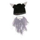 Kid Cosplay Costume Beanie Viking Crochet Horn Hat Winter Knitted Wig Caps Long Light Gray Wind Mask Beard
