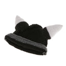 Kid Cosplay Costume Beanie Viking Crochet Horn Hat Winter Knitted Wig Caps Long Light Gray Wind Mask Beard