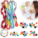 Silicone Teething Beads Breastfeeding Nursing Necklace Sensory Tool Oval 20*14mm- Multicolor