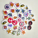 Pack of 50 Assorted Ocean Series Pattern Wooden Buttons for Sewing Crafts