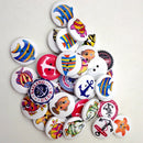 Pack of 50 Assorted Ocean Series Pattern Wooden Buttons for Sewing Crafts