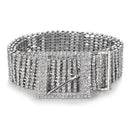 Women's Diamante Chain Belt Bling Crystal Waist Belt Silver