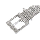 Women's Diamante Chain Belt Bling Crystal Waist Belt Silver