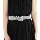 Women's Diamante Chain Belt Bling Crystal Waist Belt Silver