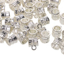 Pack of 50 Silver Spacer Bail Beads Tube Charms Pendants Jewelry Making Findings