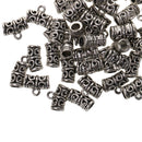 Pack of 50 Antique Silver Spacer Bail Beads Tube Charms Pendants Jewelry Making