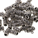Pack of 50 Antique Silver Spacer Bail Beads Tube Charms Pendants Jewelry Making