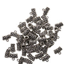 Pack of 50 Antique Silver Spacer Bail Beads Tube Charms Pendants Jewelry Making