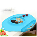 Foldable Adsorbed Design Food-Grade Silicone Baby Placemat Clean Convenient Food Mat Blue