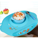 Foldable Adsorbed Design Food-Grade Silicone Baby Placemat Clean Convenient Food Mat Blue