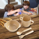 Eco-Friendly Rice Husk Fiber 4PCS Baby Tableware Cutlery Baby Feeding Set