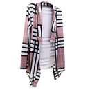 Fashionable Women Girls Ladies Plaid Cardigan Sweatshirt Casual Outerwear M