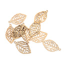 Pack of 10 Hollow Out Leaves Wood Shapes Wood Charms for Woodcrafts
