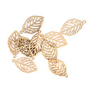 Pack of 10 Hollow Out Leaves Wood Shapes Wood Charms for Woodcrafts