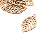 Pack of 10 Hollow Out Leaves Wood Shapes Wood Charms for Woodcrafts