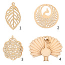 Pack of 10 Hollow Out Leaves Wood Shapes Wood Charms for Woodcrafts