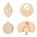 Pack of 10 Hollow Out Leaves Wood Shapes Wood Charms for Woodcrafts