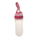 Infant Baby Silicone Feeding With Spoon Feeder Food Rice Cereal Bottle Pink