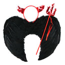 Kids Elastic Band Design Three Piece Angel Devil Wings Cosplay Party Fancy Dress Halloween Christmas Dance Costume Photography Props Black S