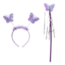 Fairy Princess Kid Costume Sets Girls Butterfly Wings Wand Headband Purple