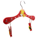 Kids Children Coat Clothes Skirt Shirt Hanging Wooden Cartoon Creative Hanger With 2 Clip Red