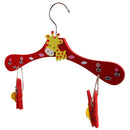 Kids Children Coat Clothes Skirt Shirt Hanging Wooden Cartoon Creative Hanger With 2 Clip Red