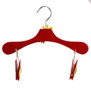 Kids Children Coat Clothes Skirt Shirt Hanging Wooden Cartoon Creative Hanger With 2 Clip Red