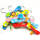 Kids Children Coat Clothes Skirt Shirt Hanging Wooden Cartoon Creative Hanger With 2 Clip Red