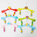 Kids Children Coat Clothes Skirt Shirt Hanging Wooden Cartoon Creative Hanger With 2 Clip Yellow