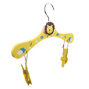 Kids Children Coat Clothes Skirt Shirt Hanging Wooden Cartoon Creative Hanger With 2 Clip Yellow