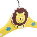 Kids Children Coat Clothes Skirt Shirt Hanging Wooden Cartoon Creative Hanger With 2 Clip Yellow