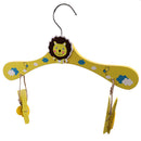 Kids Children Coat Clothes Skirt Shirt Hanging Wooden Cartoon Creative Hanger With 2 Clip Yellow