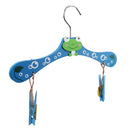 Kids Children Coat Clothes Skirt Shirt Hanging Wooden Cartoon Creative Hanger With 2 Clip Blue