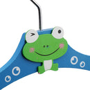 Kids Children Coat Clothes Skirt Shirt Hanging Wooden Cartoon Creative Hanger With 2 Clip Blue