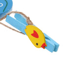 Kids Children Coat Clothes Skirt Shirt Hanging Wooden Cartoon Creative Hanger With 2 Clip Blue