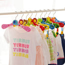 Kids Children Coat Clothes Skirt Shirt Hanging Wooden Cartoon Creative Hanger With 2 Clip Blue