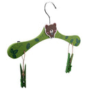 Kids Children Coat Clothes Skirt Shirt Hanging Wooden Cartoon Creative Hanger With 2 Clip Green